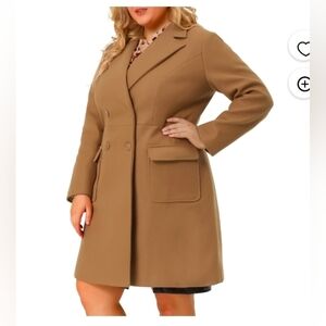 Agnes Orinda Women's Plus Size Outerwear Overcoat Double Breasted Long PeaCoat